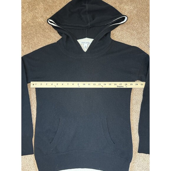 Autumn Cashmere 100% Pure Cashmere Hoodie Sweater Black & Ivory Sz S - Picture 5 of 11